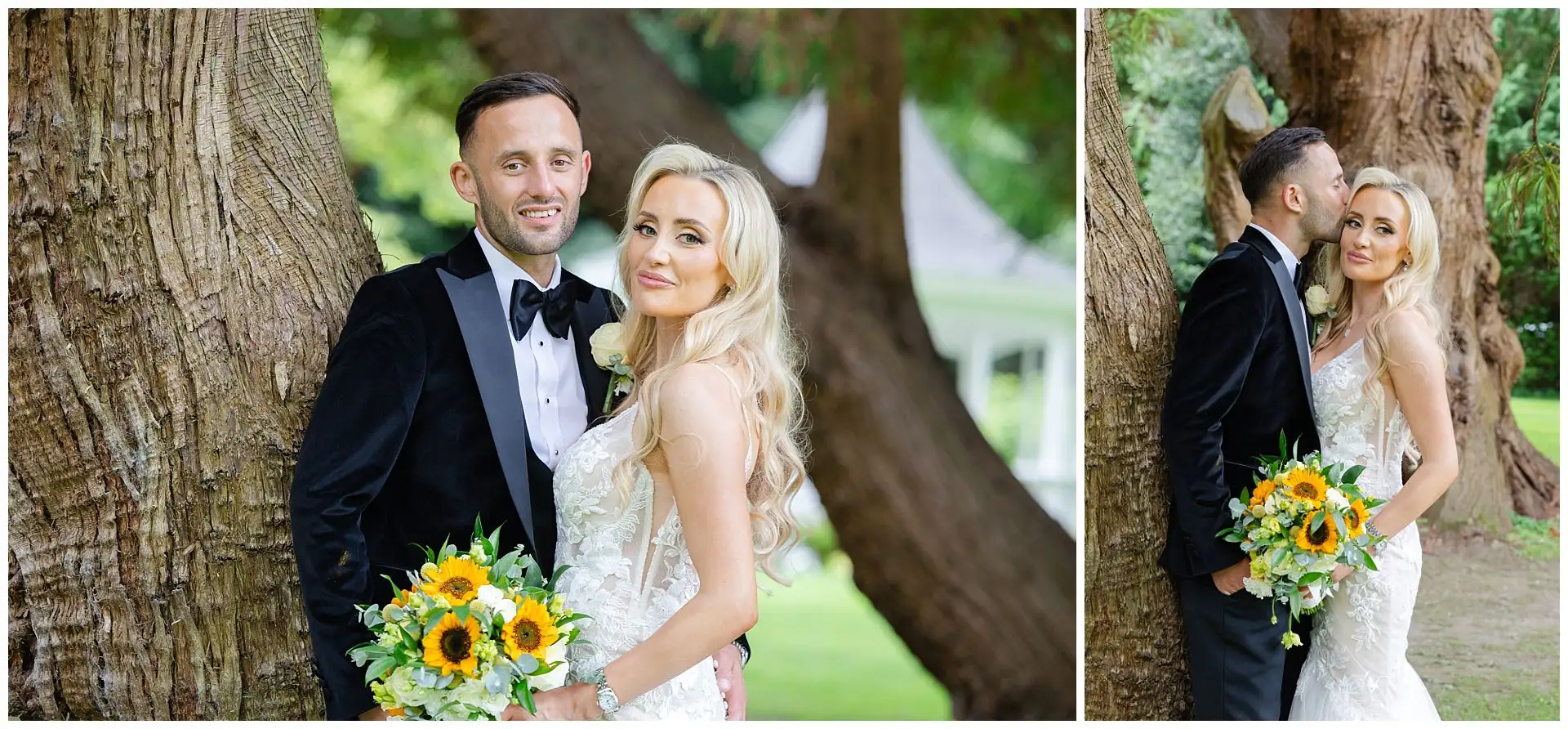 bride and groom by tree bridal portraits at the Orangery Maidstone by Louisa Dettmer Photography