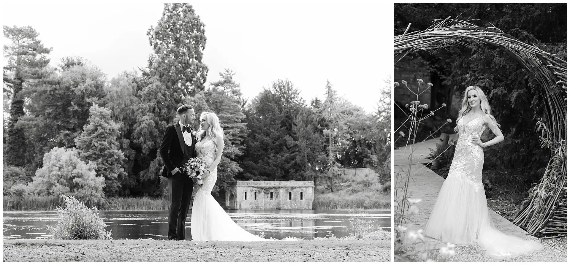 romantic wedding portrait by the lake Couple wedding photos at the Orangery Maidstone by Louisa Dettmer Photography
