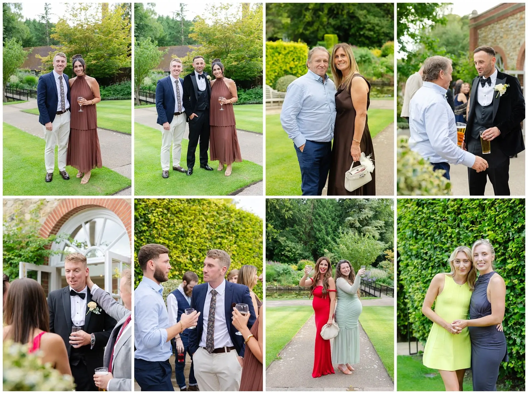 garden wedding guest portraits wedding guests socialising at a Wedding at the Orangery Maidstone by Louisa Dettmer Photography